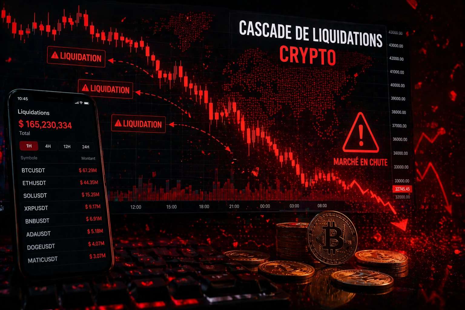 cascade de liquidations crypto