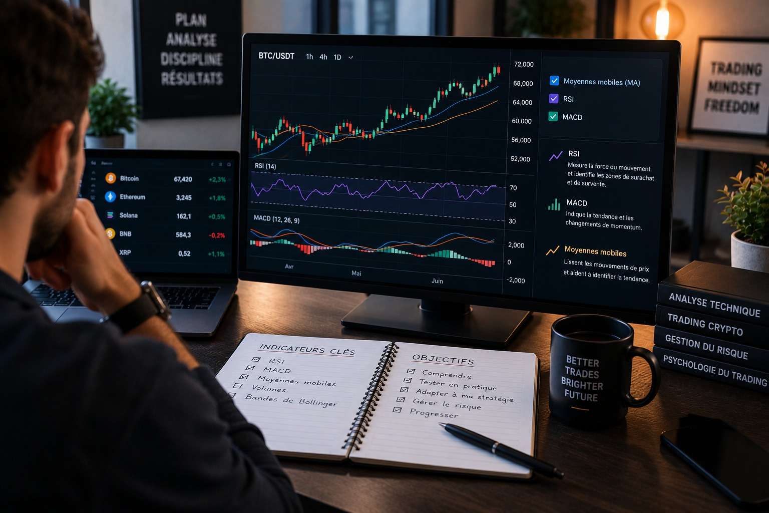 RSI, MACD, moyennes mobiles